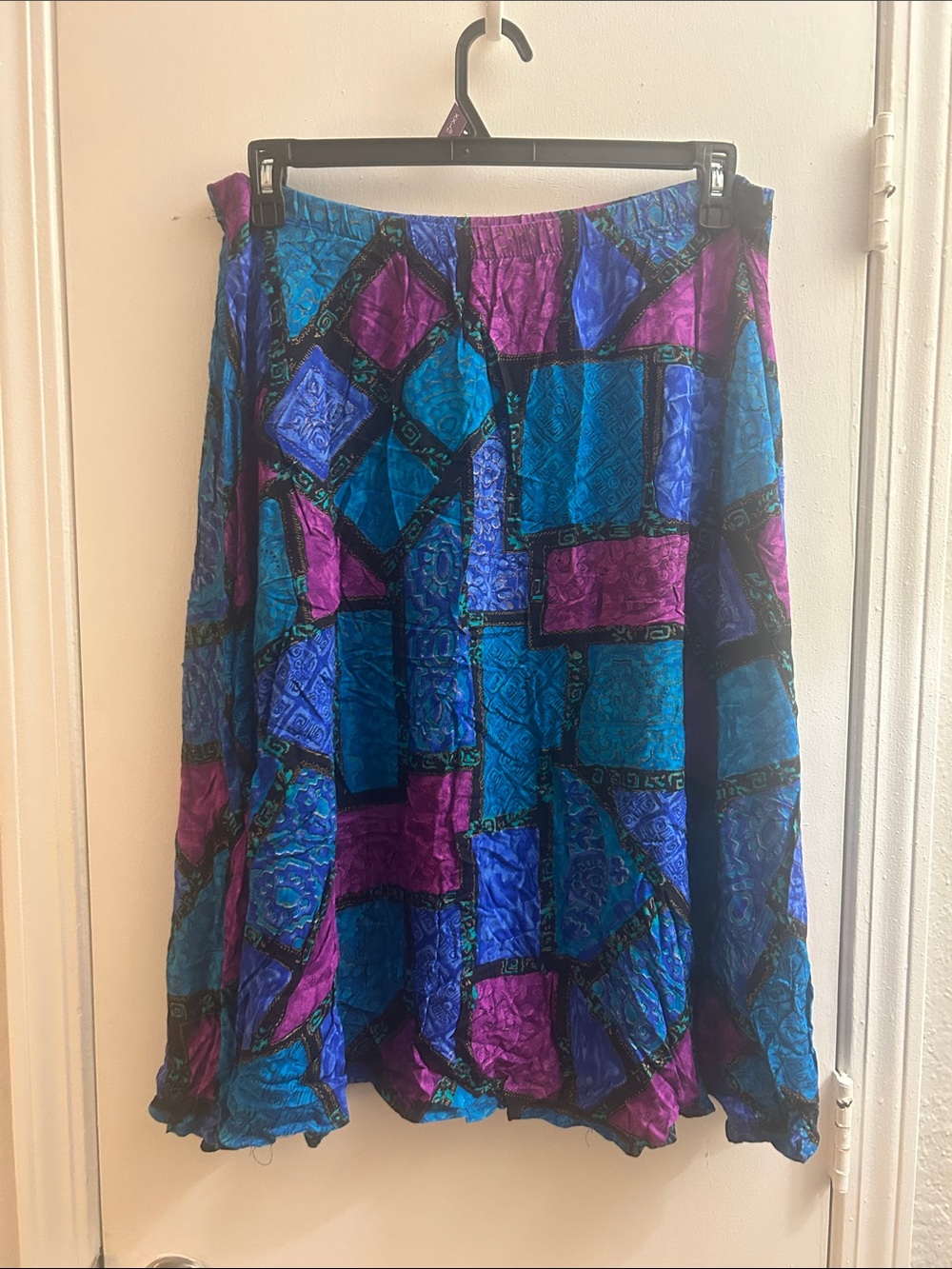 Vintage ‘90s Whimsigoth A-Line Skirt in Teal & Purple